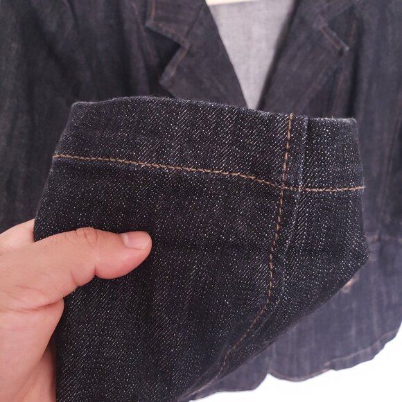 Yuva Navy Blue Button Long Sleeve Denim Jean Jacket Size XL - Picture 8 of 13